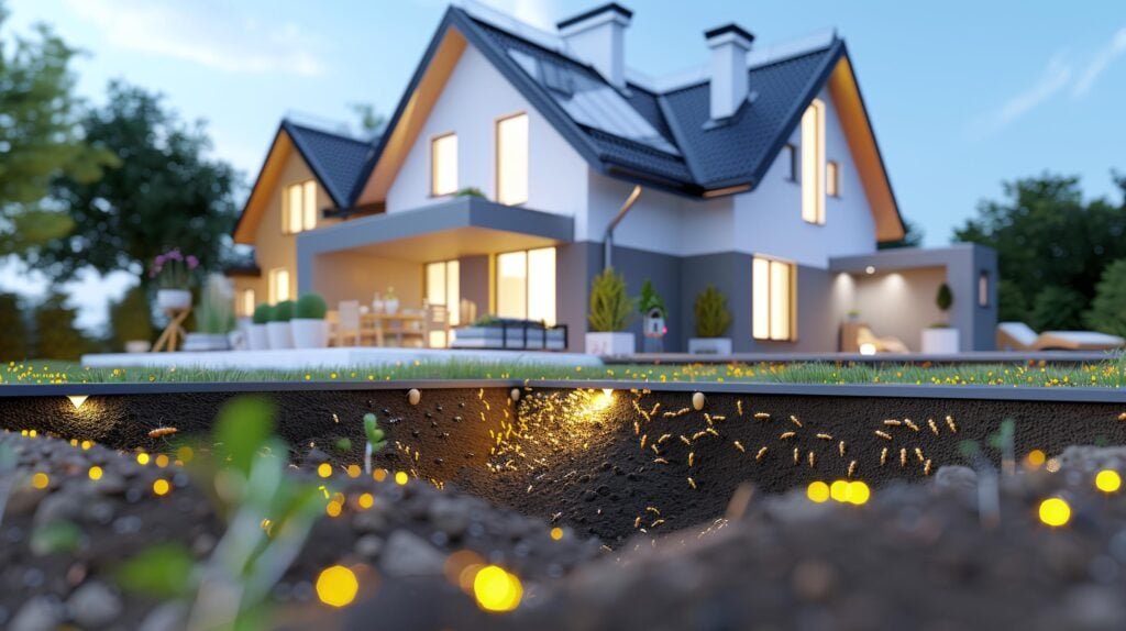 Home exterior showing outdoor pest activity